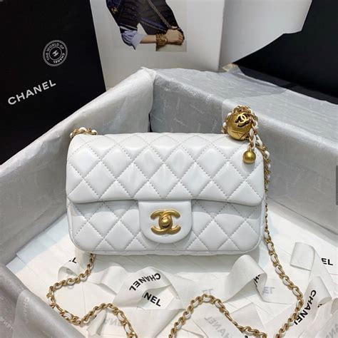 chanel purses white - chanel white mini purse.